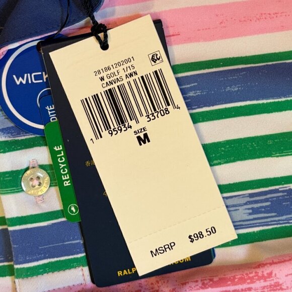 Ralph Lauren Polo Golf Light Weight Airflow Polo Canvas Awn Pink Women's Size M - Picture 6 of 12